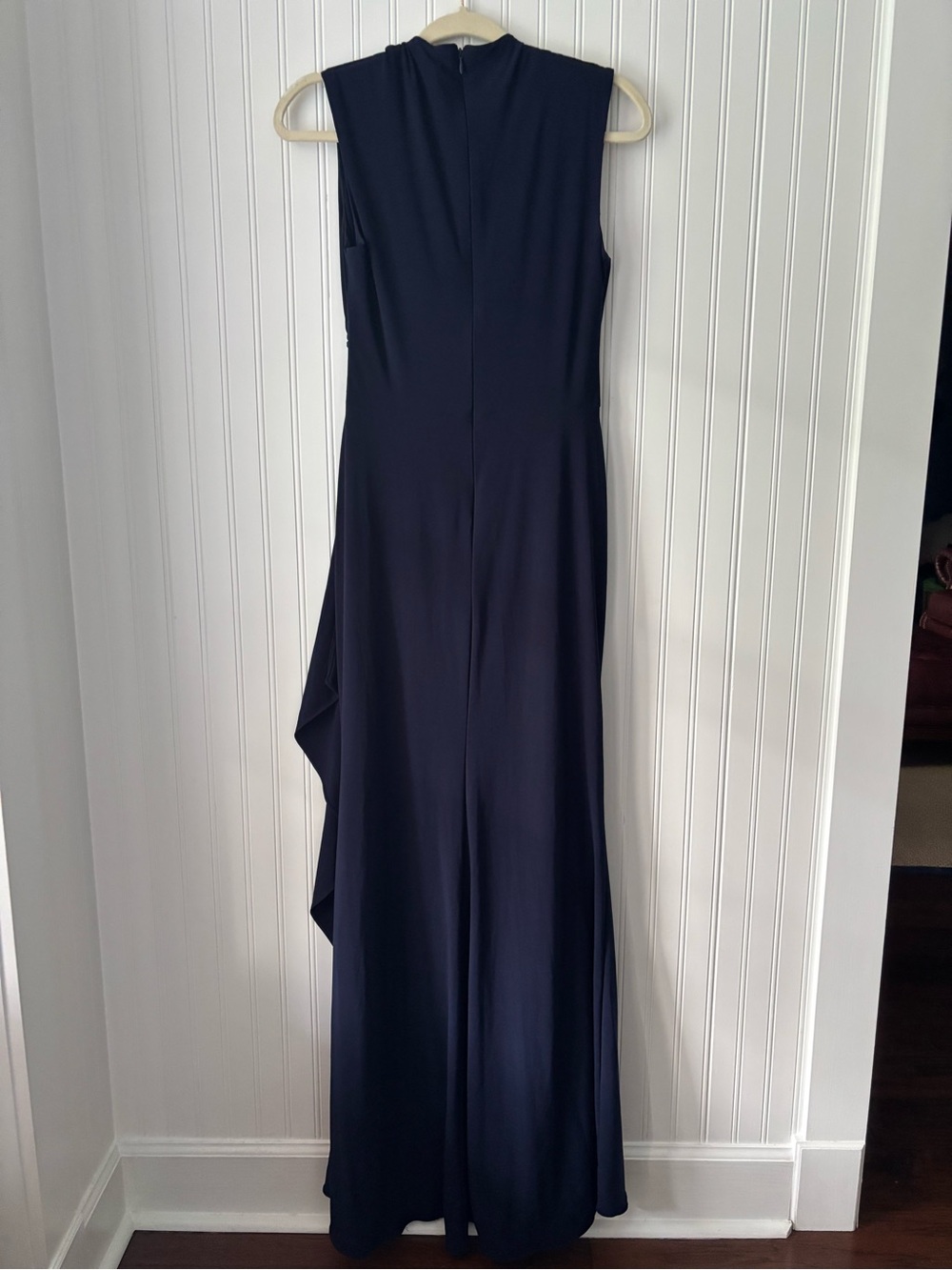 Sleeveless Navy Formal Evening Gown